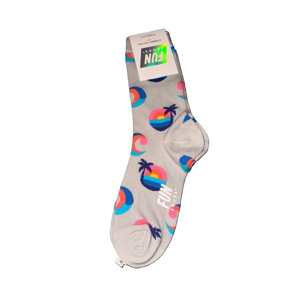 Women’s Fun Socks Crew 2-Pack Wine Tropical Novelty Size 9-11 New
